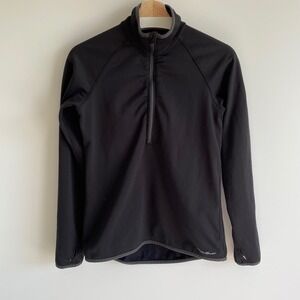 Eddie Bauer Womens‎ Black Quarter Zip Pullover Long Sleeve Top S Active Layering